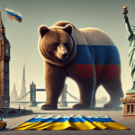 dall·e 2024-12-11 18.51.59 - a realistic illustration featuring a bear symbolizing russia, standing and avoiding two iconic landmarks_ big ben representing the uk on the left and - washington eye Russia Warns Citizens Against Western Travel Amid Escalating Tensions