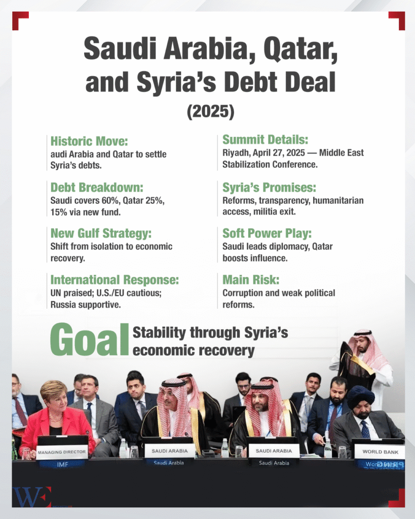 saudi_qatar_syria_debt_infographic - washington eye Gulf Powers Unite to Settle Syria’s Bill, Shift Diplomacy