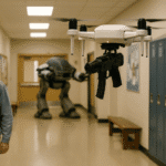 Sci-fi becomes reality as armed drones in schools promise safety but raise dystopian fears