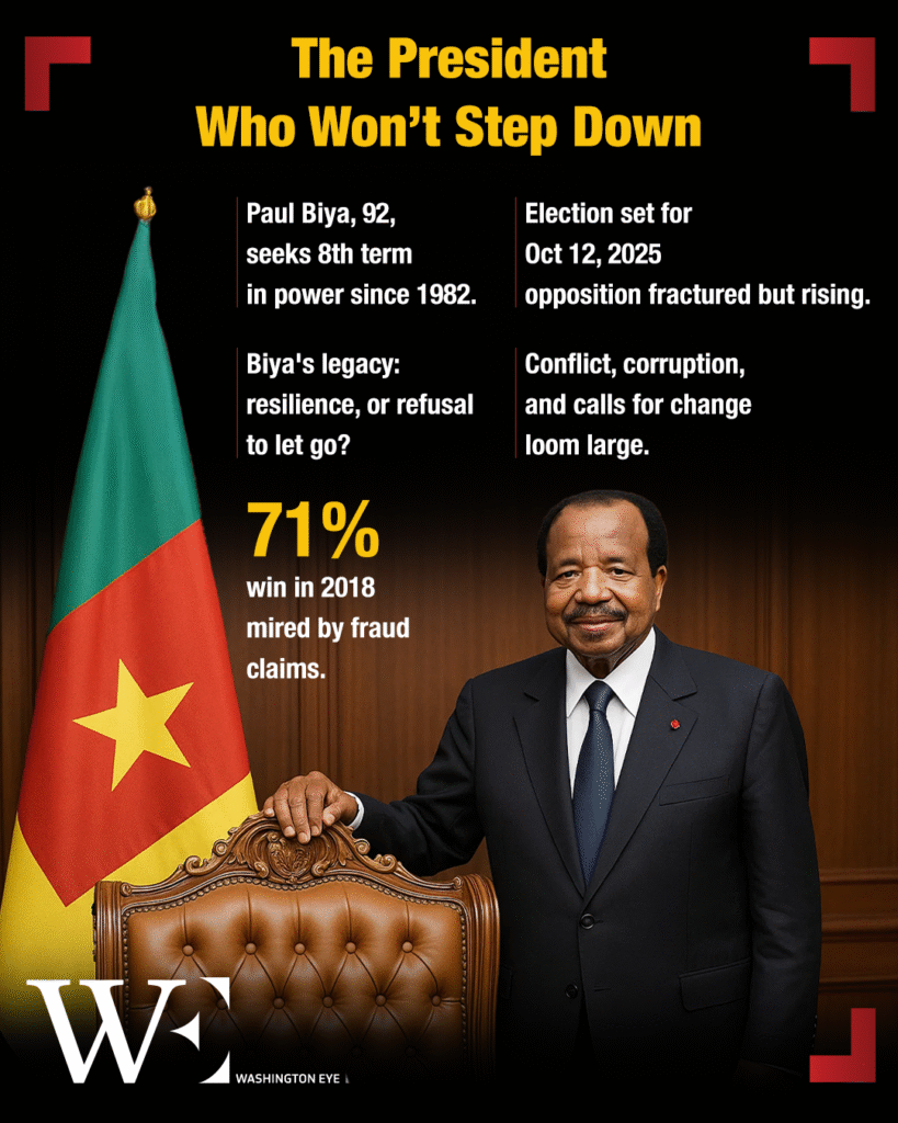 at 92, paul biya runs again, aiming to lead cameroon for an eighth term. - washington eye At 92, Paul Biya runs again, aiming to lead Cameroon for an eighth term.